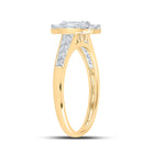 Regal Radiance: 14kt Yellow Gold Emerald Diamond Halo Bridal Wedding Engagement Ring 3/4 Cttw - Side View