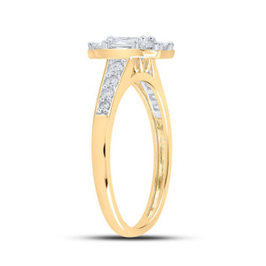 Regal Radiance: 14kt Yellow Gold Emerald Diamond Halo Bridal Wedding Engagement Ring 3/4 Cttw - Splendid Jewellery