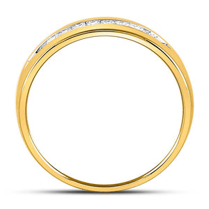 Regal Radiance 14kt Yellow Gold Men's Princess Diamond Wedding Band Ring 1/4 Cttw - Splendid Jewellery