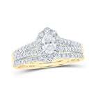 Regal Radiance 14kt Yellow Gold Oval Diamond Halo Bridal Wedding Ring Band Set - Splendid Jewellery