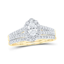 Load image into Gallery viewer, Regal Radiance 14kt Yellow Gold Oval Diamond Halo Bridal Wedding Ring Band Set - Splendid Jewellery