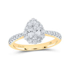 Regal Radiance: 14kt Yellow Gold Pear Diamond Halo Bridal Wedding Engagement Ring 1 - 1/5 Cttw - Splendid Jewellery
