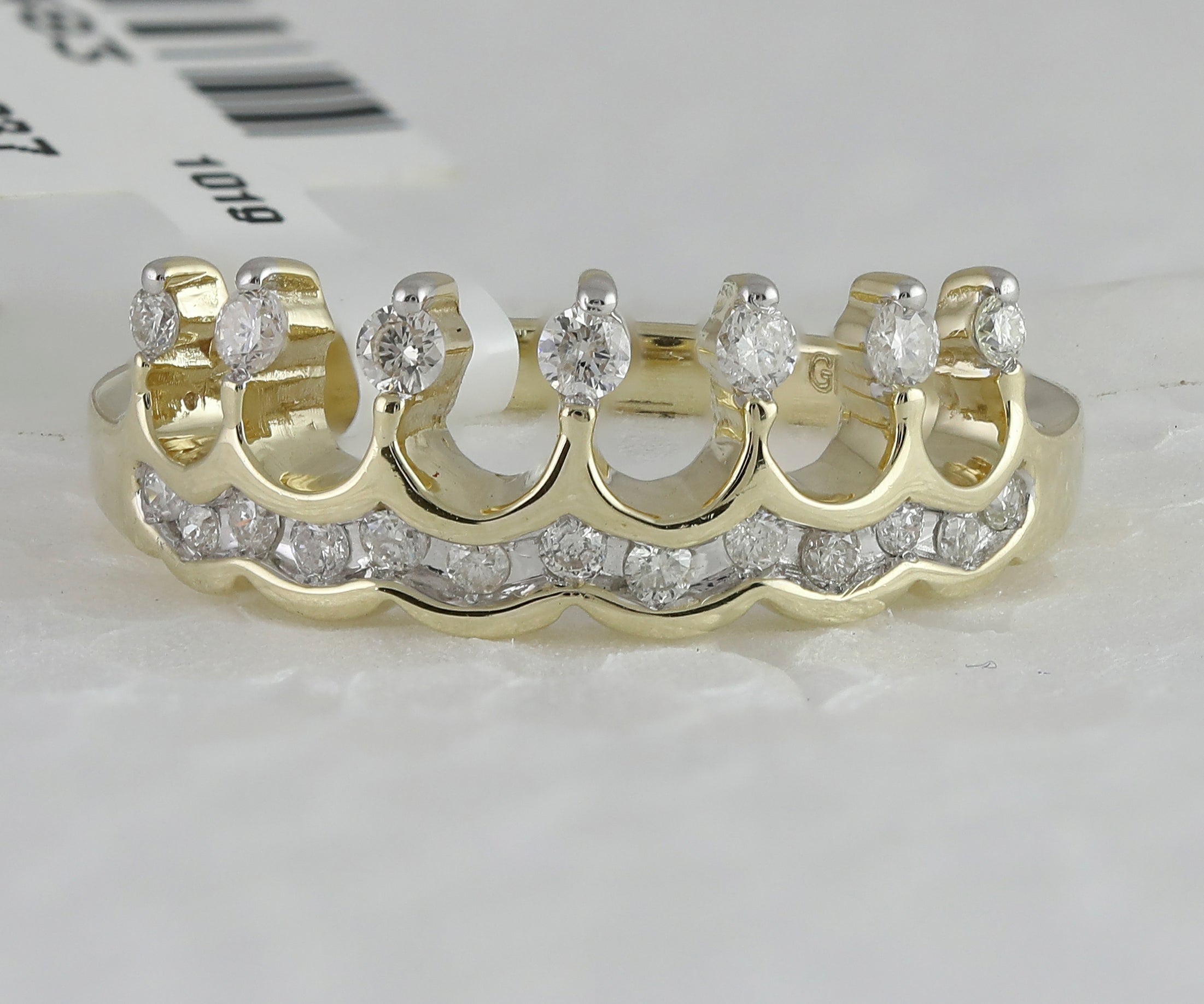 Regal Reign Diamond Band | 10kt Yellow Gold Womens Round Diamond Crown Tiara Band Ring 1/4 Cttw | Splendid Jewellery - Splendid Jewellery