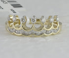 Regal Reign Diamond Band | 10kt Yellow Gold Womens Round Diamond Crown Tiara Band Ring 1/4 Cttw | Splendid Jewellery product Top View from Splendid Jewellery