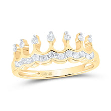 Load image into Gallery viewer, Regal Reign Diamond Band | 10kt Yellow Gold Womens Round Diamond Crown Tiara Band Ring 1/4 Cttw | Splendid Jewellery - Splendid Jewellery