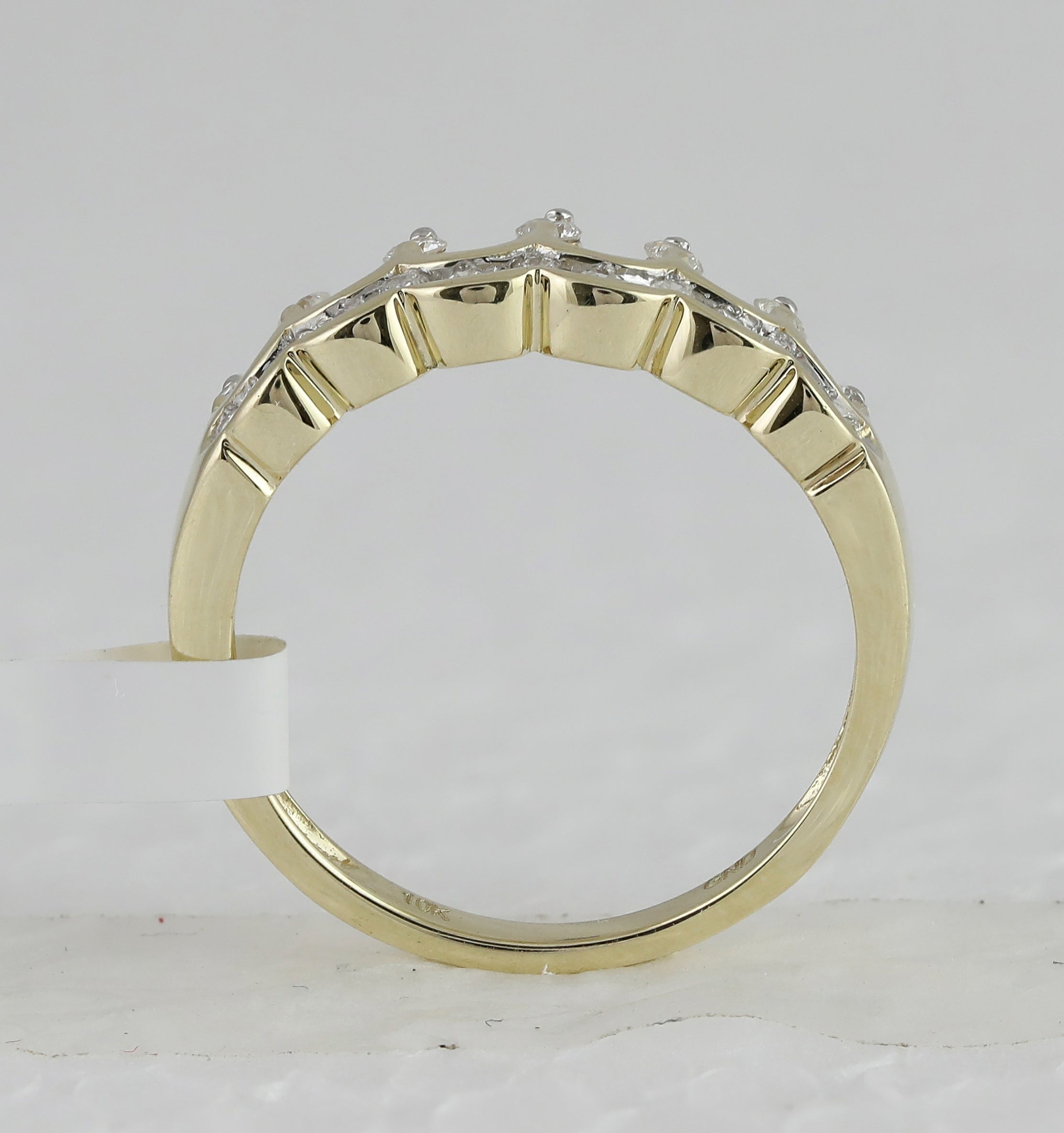 Regal Reign Diamond Band | 10kt Yellow Gold Womens Round Diamond Crown Tiara Band Ring 1/4 Cttw | Splendid Jewellery - Splendid Jewellery