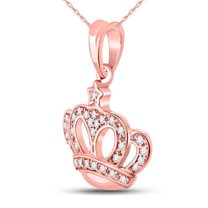 Regal Rose Gold Diamond Crown Pendant: A Captivating Expression of Elegance - Splendid Jewellery