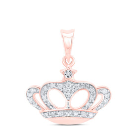 Regal Rose Gold Diamond Crown Pendant: A Captivating Expression of Elegance  Top View from Splendid Jewellery