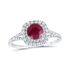 Regal Ruby Majesty: 14kt White Gold Women's Round Ruby Solitaire Bridal Wedding Engagement Ring 1 - 3/8 Cttw - Splendid Jewellery