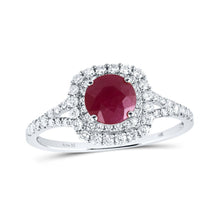 Load image into Gallery viewer, Regal Ruby Majesty: 14kt White Gold Women's Round Ruby Solitaire Bridal Wedding Engagement Ring 1 - 3/8 Cttw - Splendid Jewellery