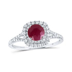 Regal Ruby Majesty: 14kt White Gold Women's Round Ruby Solitaire Bridal Wedding Engagement Ring 1 - 3/8 Cttw - Splendid Jewellery