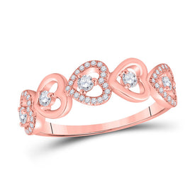 Romantic Brilliance: 10kt Rose Gold Diamond Heart Band Ring - Alternate view 1 from Splendid Jewellery