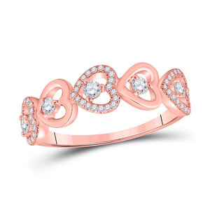 Romantic Brilliance: 10kt Rose Gold Diamond Heart Band Ring - Splendid Jewellery