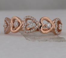 Load image into Gallery viewer, Romantic Brilliance: 10kt Rose Gold Diamond Heart Band Ring - Alternate view 4 from Splendid Jewellery