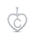Romantic Brilliance: 10kt White Gold Diamond Heart C Letter Pendant - Splendid Jewellery