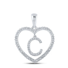 Load image into Gallery viewer, Romantic Brilliance: 10kt White Gold Diamond Heart C Letter Pendant - Splendid Jewellery
