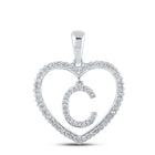Romantic Brilliance: 10kt White Gold Diamond Heart C Letter Pendant - Splendid Jewellery