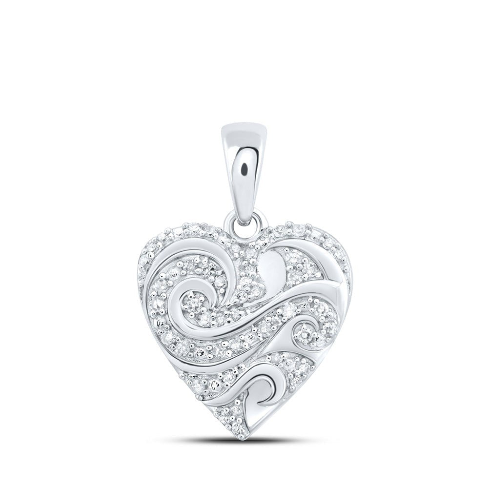 Romantic Brilliance: 10kt White Gold Diamond Heart & Love Symbol Pendant - Splendid Jewellery