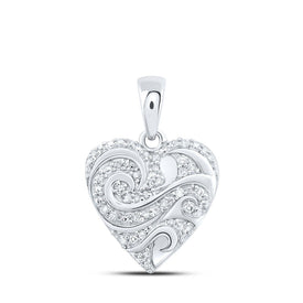 Romantic Brilliance: 10kt White Gold Diamond Heart & Love Symbol Pendant - Splendid Jewellery