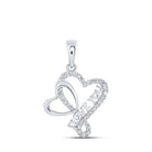 Romantic Brilliance: 10kt White Gold Diamond Heart & Love Symbol Pendant - Splendid Jewellery