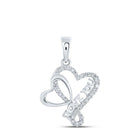 Romantic Brilliance: 10kt White Gold Diamond Heart & Love Symbol Pendant - Splendid Jewellery