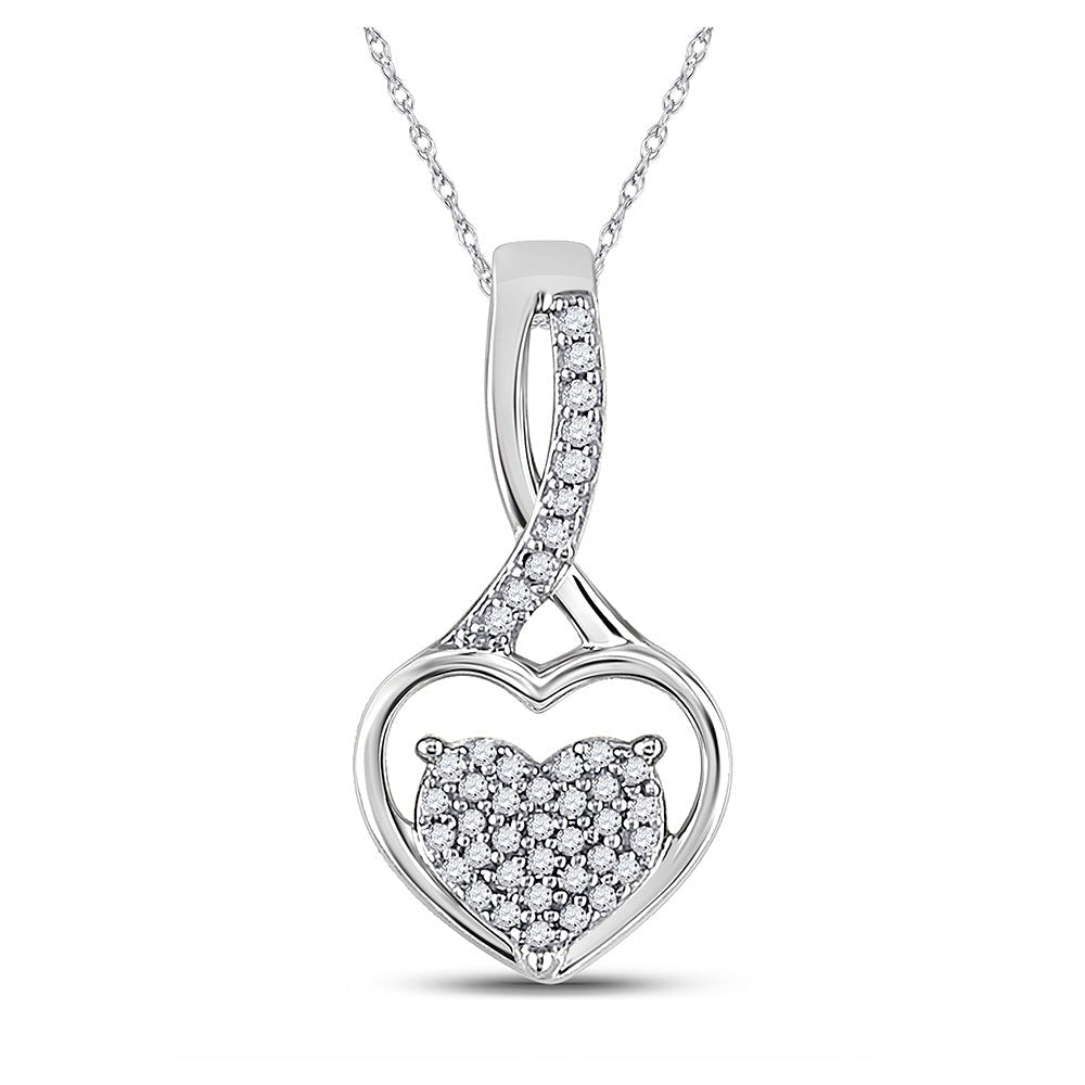Romantic Brilliance: 10kt White Gold Diamond Heart & Love Symbol Pendant - Splendid Jewellery