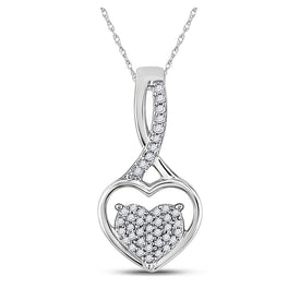 Romantic Brilliance: 10kt White Gold Diamond Heart & Love Symbol Pendant - Splendid Jewellery