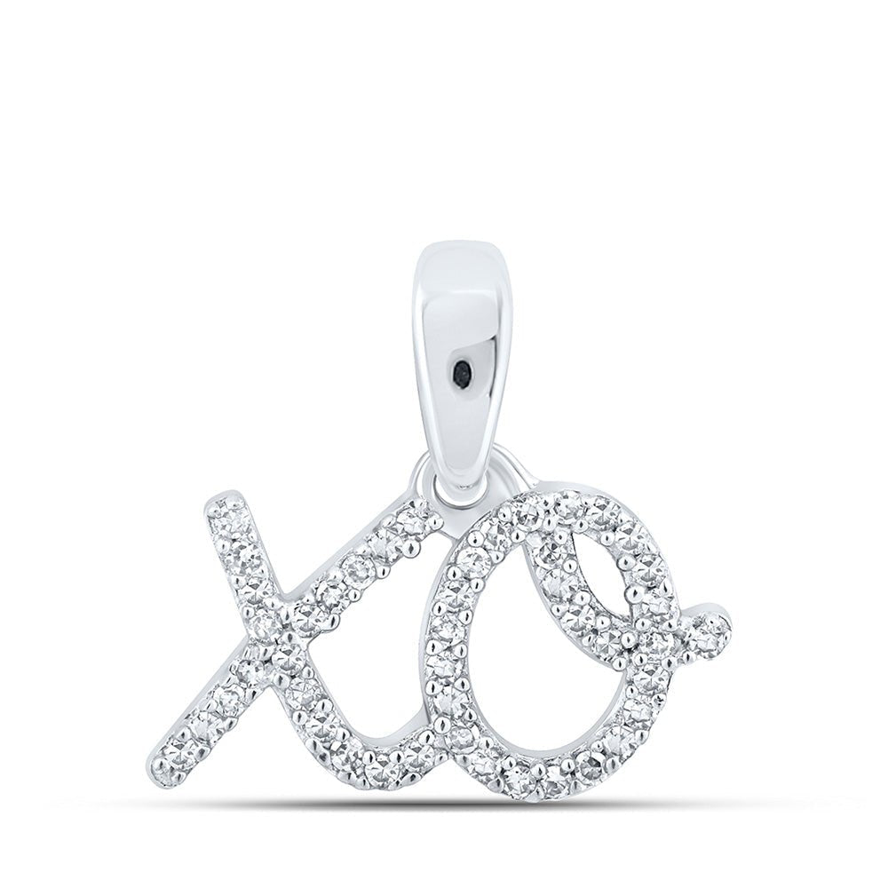Romantic Brilliance: 10kt White Gold Diamond Heart & Love Symbol Pendant - Splendid Jewellery