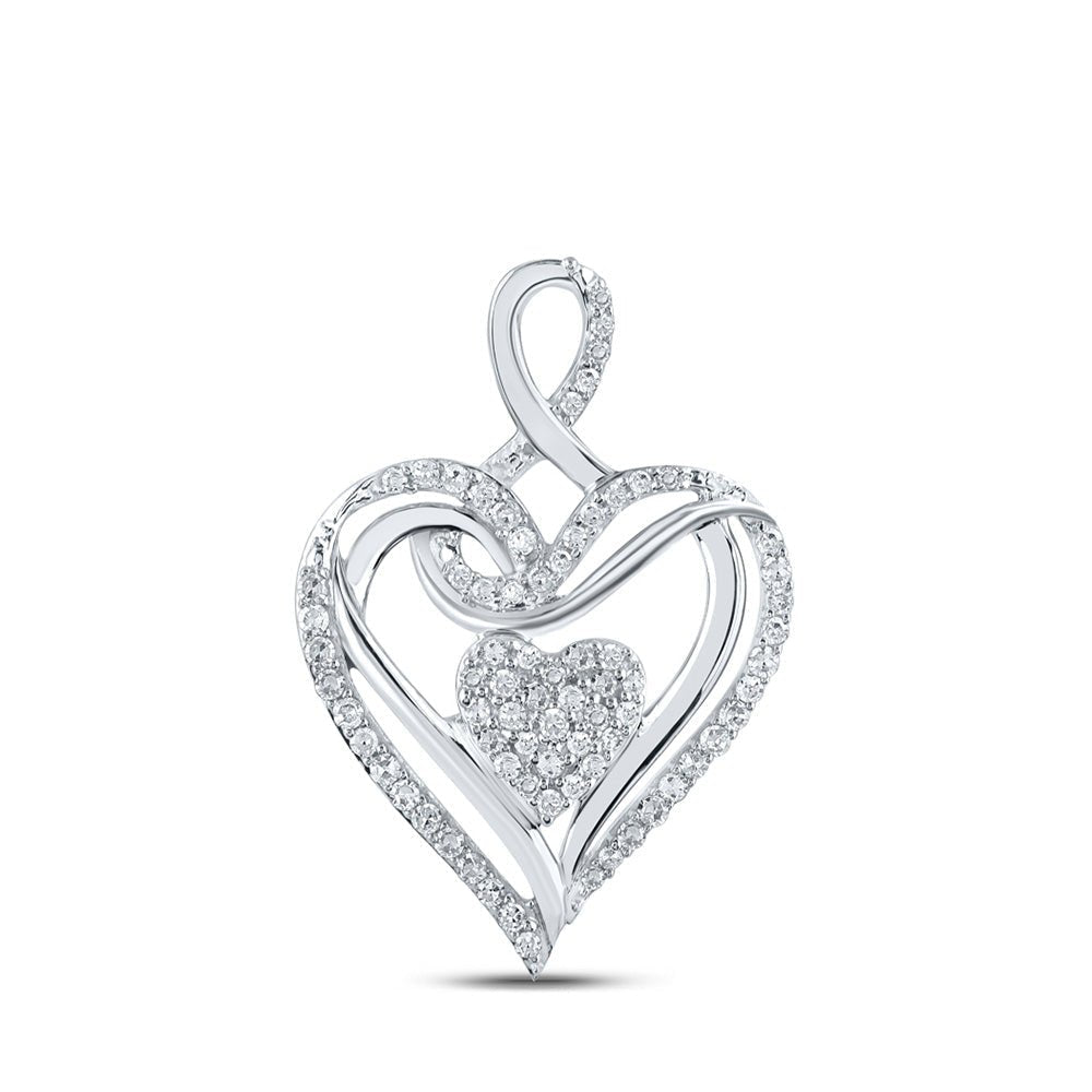 Romantic Brilliance: 10kt White Gold Diamond Heart Pendant - Splendid Jewellery