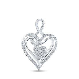Romantic Brilliance: 10kt White Gold Diamond Heart Pendant - Splendid Jewellery