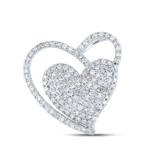 Load image into Gallery viewer, Romantic Brilliance: 10kt White Gold Diamond Heart Pendant Top view from the 10Kt White Gold Womens Round Diamond Heart Pendant 3 8 Cttwpin281298 collection by Splendid Jewellery