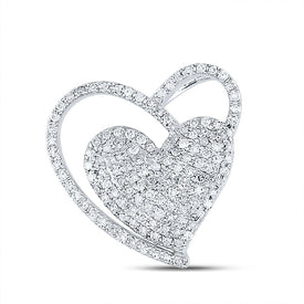 Romantic Brilliance: 10kt White Gold Diamond Heart Pendant Top view from the 10Kt White Gold Womens Round Diamond Heart Pendant 3 8 Cttwpin281298 collection by Splendid Jewellery