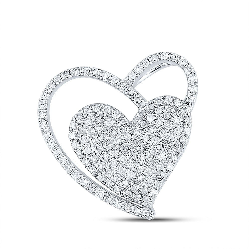 Romantic Brilliance: 10kt White Gold Diamond Heart Pendant - Splendid Jewellery