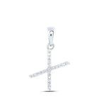 Romantic Brilliance: 10kt White Gold Diamond X Initial Pendant - Splendid Jewellery