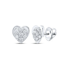 Load image into Gallery viewer, Romantic Brilliance: 10kt White Gold Heart Diamond Earrings - Splendid Jewellery