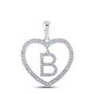 Romantic Brilliance: 10kt White Gold Heart - Shaped Diamond Initial Pendant - Splendid Jewellery
