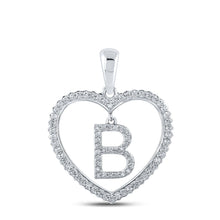 Load image into Gallery viewer, Romantic Brilliance: 10kt White Gold Heart - Shaped Diamond Initial Pendant - Splendid Jewellery