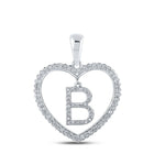 Romantic Brilliance: 10kt White Gold Heart - Shaped Diamond Initial Pendant - Splendid Jewellery