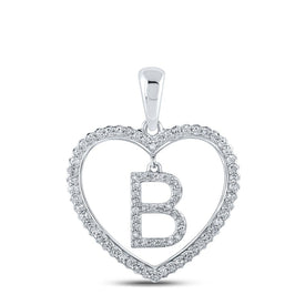 Romantic Brilliance: 10kt White Gold Heart - Shaped Diamond Initial Pendant - Splendid Jewellery