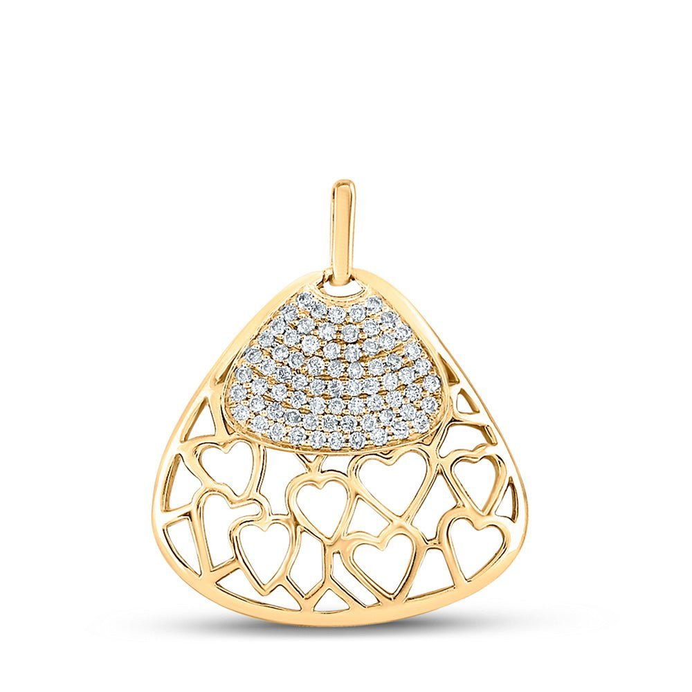 Romantic Brilliance: 10kt Yellow Gold Diamond Heart & Love Symbol Pendant - Splendid Jewellery