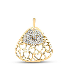 Romantic Brilliance: 10kt Yellow Gold Diamond Heart & Love Symbol Pendant - Splendid Jewellery