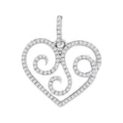 Romantic Diamond Curl Heart Pendant in 10kt White Gold - Splendid Jewellery