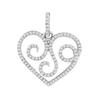 Romantic Diamond Curl Heart Pendant in 10kt White Gold - Splendid Jewellery