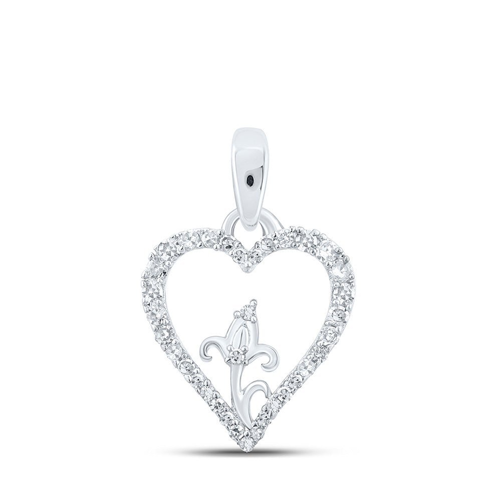 Romantic Diamond Flower Heart Pendant in 10kt White Gold - Splendid Jewellery