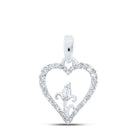 Romantic Diamond Flower Heart Pendant in 10kt White Gold - Splendid Jewellery