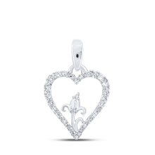 Load image into Gallery viewer, Romantic Diamond Flower Heart Pendant in 10kt White Gold - Splendid Jewellery