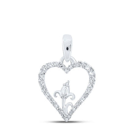 Romantic Diamond Flower Heart Pendant in 10kt White Gold - Splendid Jewellery