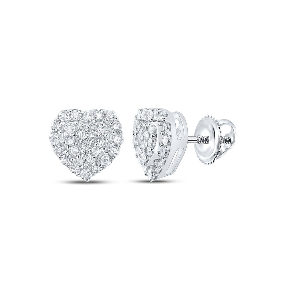 Romantic Diamond Heart Earrings in 10kt White Gold - Splendid Jewellery
