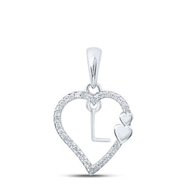 Romantic Diamond Heart Initial Pendant in 10kt White Gold - Splendid Jewellery