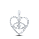 Romantic Diamond Heart & Love Symbol Pendant in 10kt White Gold - Splendid Jewellery
